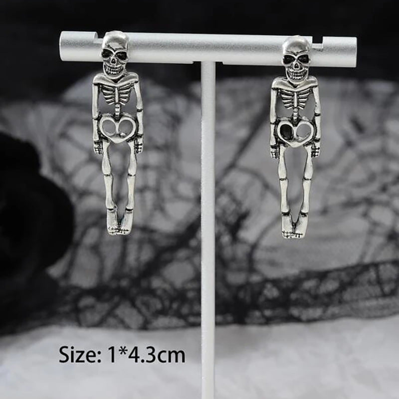 Skeleton Front Back Dangling Stud Earrings