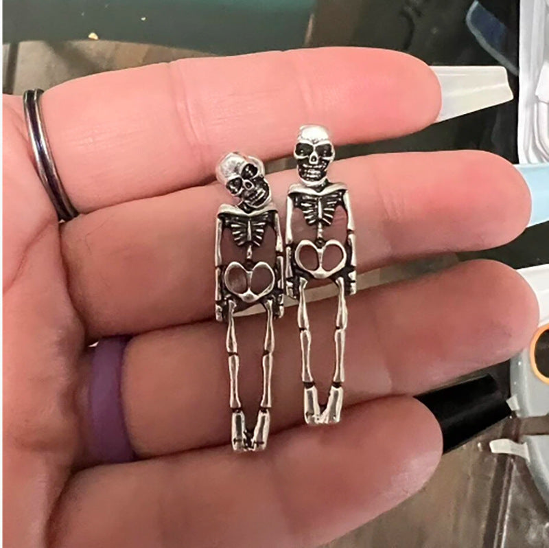 Skeleton Front Back Dangling Stud Earrings