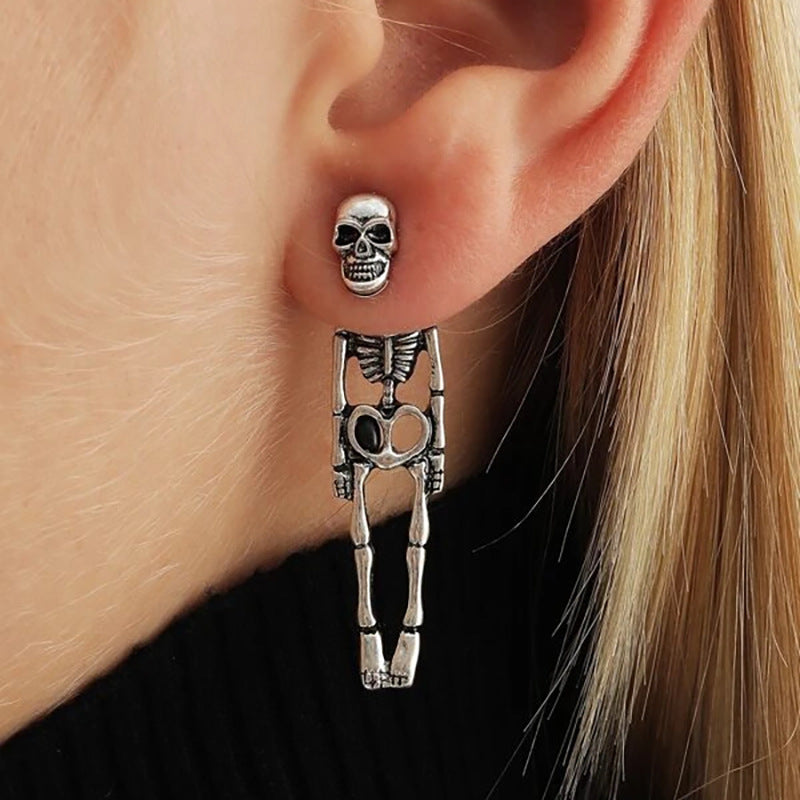 Skeleton Front Back Dangling Stud Earrings